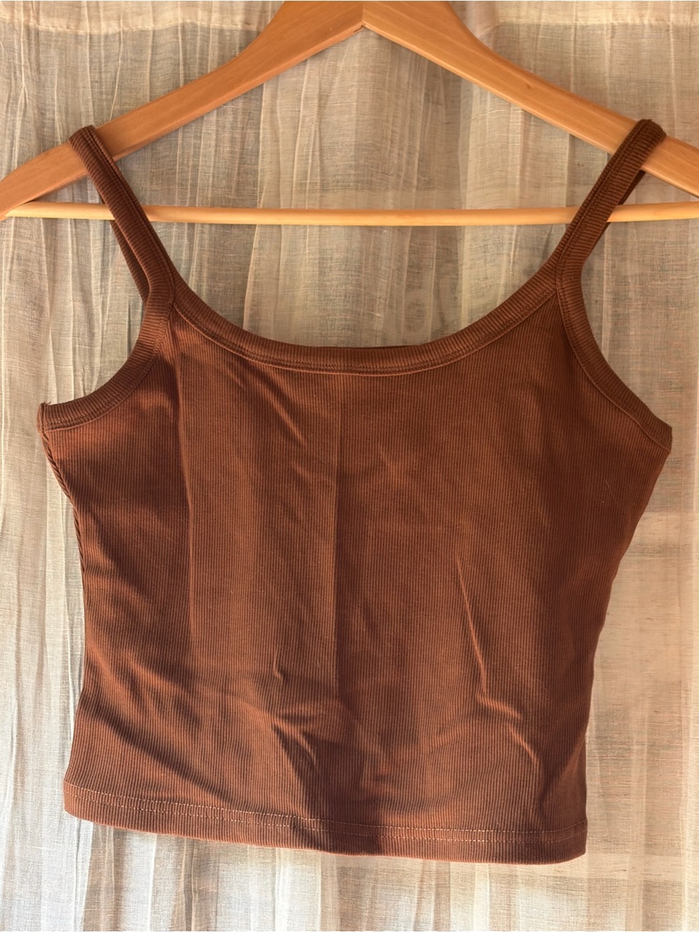 Brown Ribbed Tank Top - Women's Sleeveless Cami M